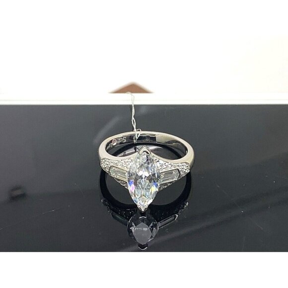 Suzy Levian Sterling Silver Marquise White Cubic Zirconia Engagement Ring SZ 8.5 - Picture 14 of 16